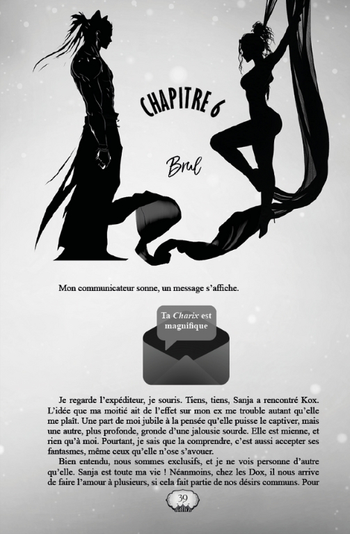 Exemple de mise en page artistique de roman avec un design éditorial créatif et illustré