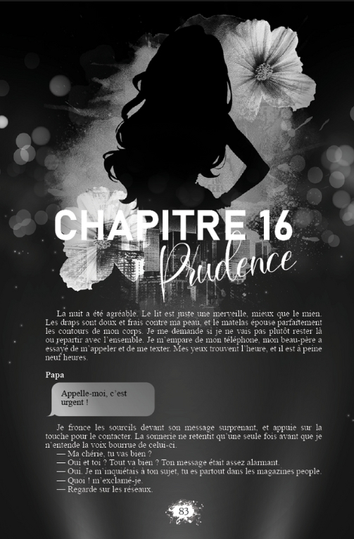 Exemple de mise en page immersive de roman avec un design intérieur expressif et narratif fait sur mesure